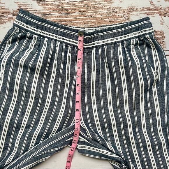 Old Navy High Waisted Linen Blend Wide Leg Pants Striped Blue White Size M - Picture 12 of 17